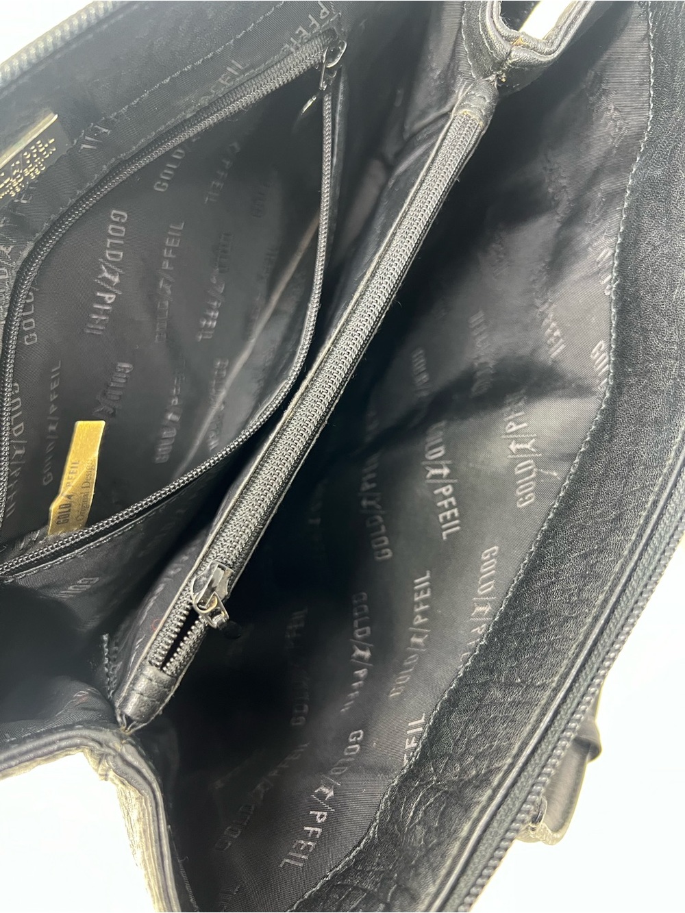 Goldpfeil W-Zip Black Leather Handbag - Picture 9 of 12